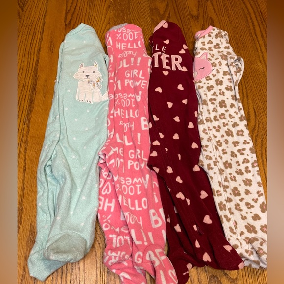 Carter's Pajamas Lot Of 4 Baby Girls Fleece Sleepers Carters Size 6